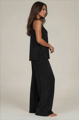 Freya Luxury Knit Wide Leg Co-Ord Set – Black