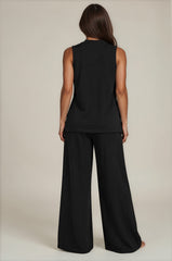 Freya Luxury Knit Wide Leg Co-Ord Set – Black