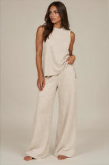 Freya Luxury Knit Wide Leg Co-Ord Set – Beige