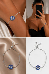 Evil Eye Adjustable Slider Bracelet - Silver