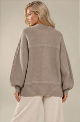 Isla Oversized Gold Button Knit Cardigan – Taupe