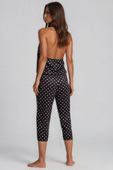 Nicole Polka Dot Halterneck Capri 2 Piece Set - Black