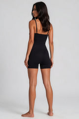 Ember Ribbed Seamless Unitard Playsuit – Black