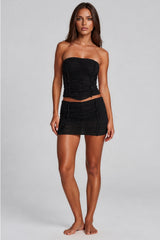 Anya Mesh Bandeau Ruched Co-Ord Set - Black