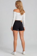 Miracle Raw Hem High Rise Denim Shorts - Black