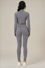 Rosie Sculpting Zip Front Leggings Co-Ord Set - Dark Grey