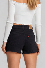Miracle Raw Hem High Rise Denim Shorts - Black