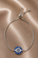 Evil Eye Adjustable Slider Bracelet - Silver