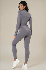 Rosie Sculpting Zip Front Leggings Co-Ord Set - Dark Grey