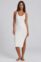 Yasmine Ribbed Midi Dress - White
