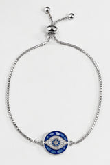 Evil Eye Adjustable Slider Bracelet - Silver