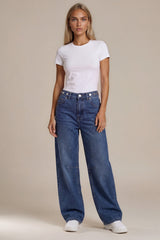 Ivy High-Waisted Skater Jeans – Dark Wash