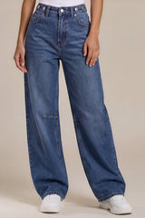Ivy High-Waisted Skater Jeans – Dark Wash