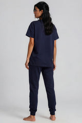 Erica V-Neck Loungewear Set - Navy
