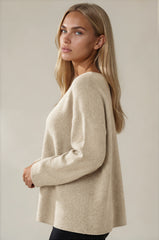 Maisie Oversized Soft Knit Top - Beige