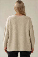 Maisie Oversized Soft Knit Top - Beige