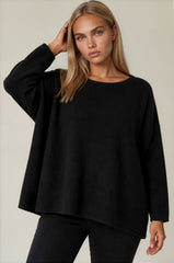 Maisie Oversized Soft Knit Top - Black