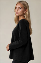 Maisie Oversized Soft Knit Top - Black