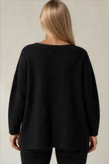 Maisie Oversized Soft Knit Top - Black