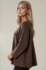 Maisie Oversized Soft Knit Top - Chocolate