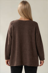 Maisie Oversized Soft Knit Top - Chocolate