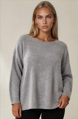 Maisie Oversized Soft Knit Top - Grey