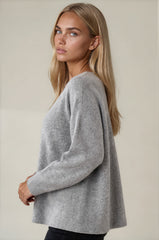 Maisie Oversized Soft Knit Top - Grey