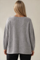 Maisie Oversized Soft Knit Top - Grey