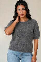 Alice Soft Touch Alpaca Knit Top - Grey