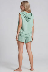 Melania Sleeveless Hoodie Shorts Co-Ord Set - Sage Green