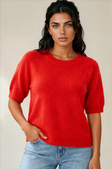 Alice Soft Touch Alpaca Knit Top - Red