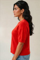 Alice Soft Touch Alpaca Knit Top - Red