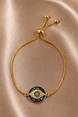 Evil Eye Adjustable Slider Bracelet - Gold