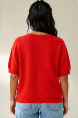 Alice Soft Touch Alpaca Knit Top - Red