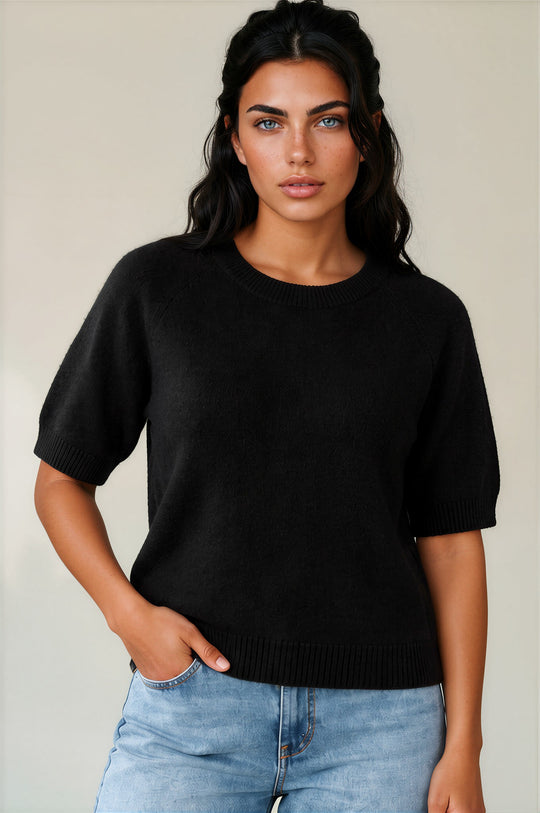 Alice Soft Touch Alpaca Knit Top - Black