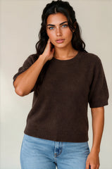 Alice Soft Touch Alpaca Knit Top - Chocolate