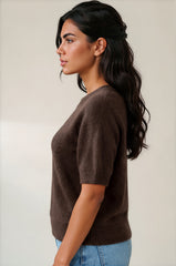 Alice Soft Touch Alpaca Knit Top - Chocolate