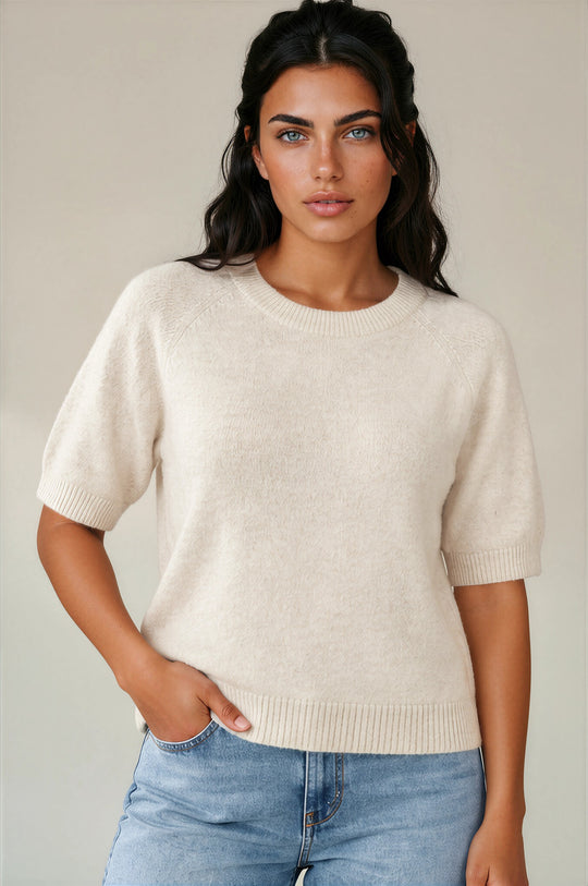 Alice Soft Touch Alpaca Knit Top - Cream