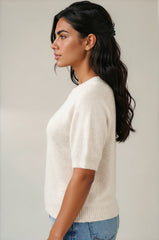 Alice Soft Touch Alpaca Knit Top - Cream