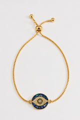 Evil Eye Adjustable Slider Bracelet - Gold