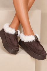Bonnie Faux Fur Platform Slippers – Chocolate