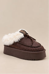 Bonnie Faux Fur Platform Slippers – Chocolate
