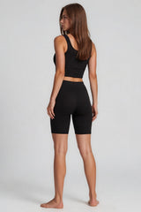 Crystal Knit Cycling Short Co-Ord Set - Black