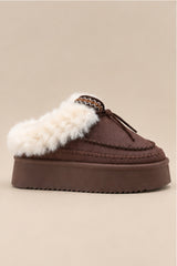 Bonnie Faux Fur Platform Slippers – Chocolate