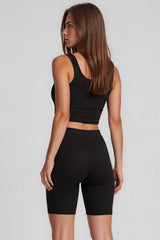 Crystal Knit Cycling Short Co-Ord Set - Black