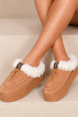 Bonnie Faux Fur Platform Slippers – Camel