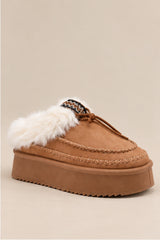 Bonnie Faux Fur Platform Slippers – Camel