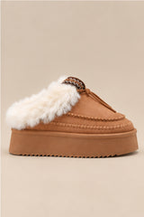 Bonnie Faux Fur Platform Slippers – Camel