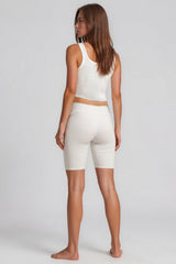 Crystal Knit Cycling Short Co-Ord Set - White