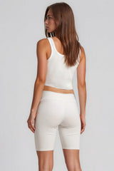 Crystal Knit Cycling Short Co-Ord Set - White